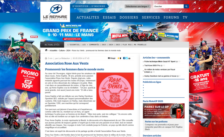 Le Repraires des motards parle de Rose Aux Vents et de promouvoir les femmes dans le monde moto